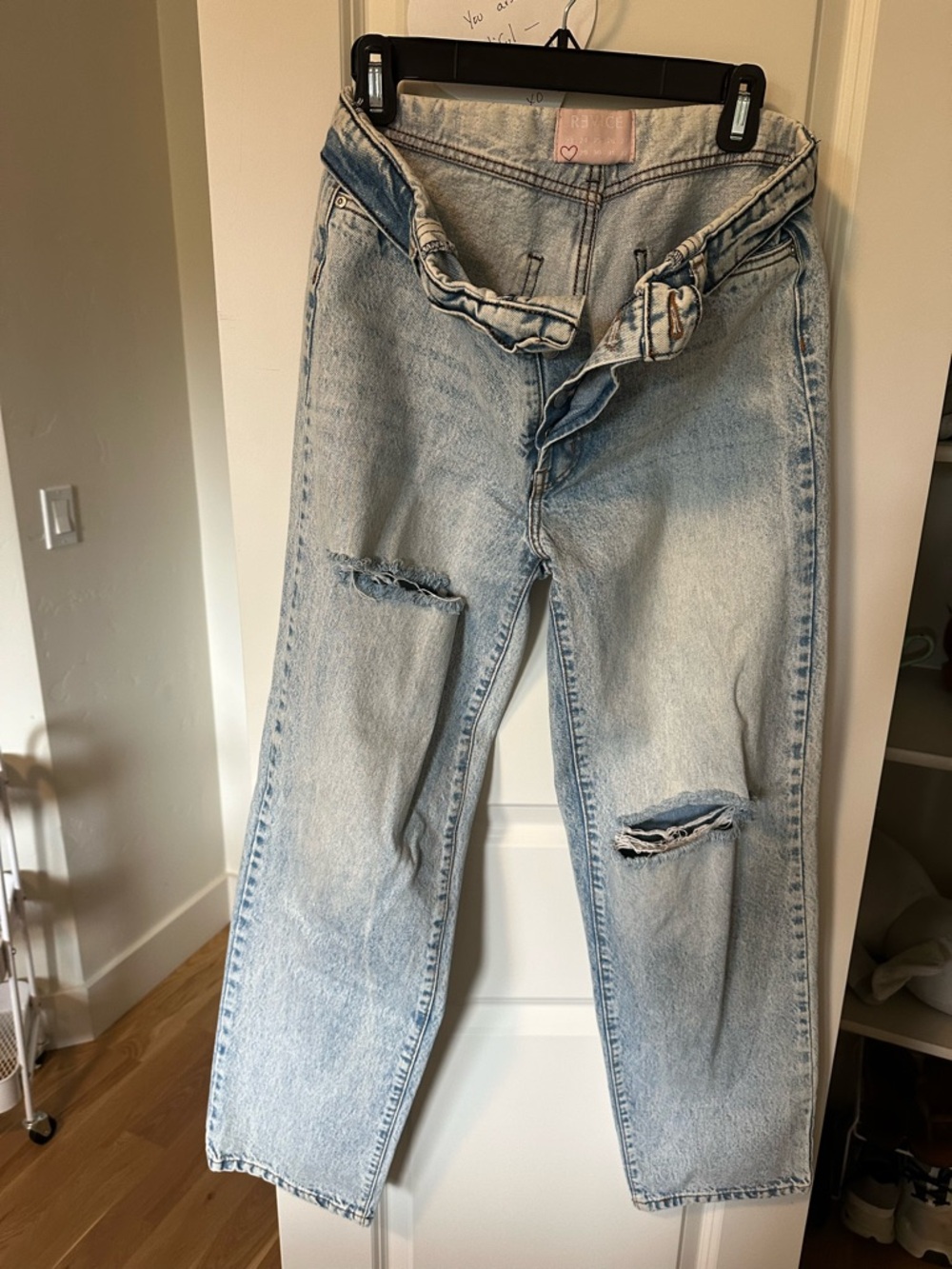 Revice Light Wash Distressed Jeans - Casual Straight Leg